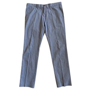 Faconnable Matelot Mens 36 Seersucker Pants Blue White Textured Cotton Trousers